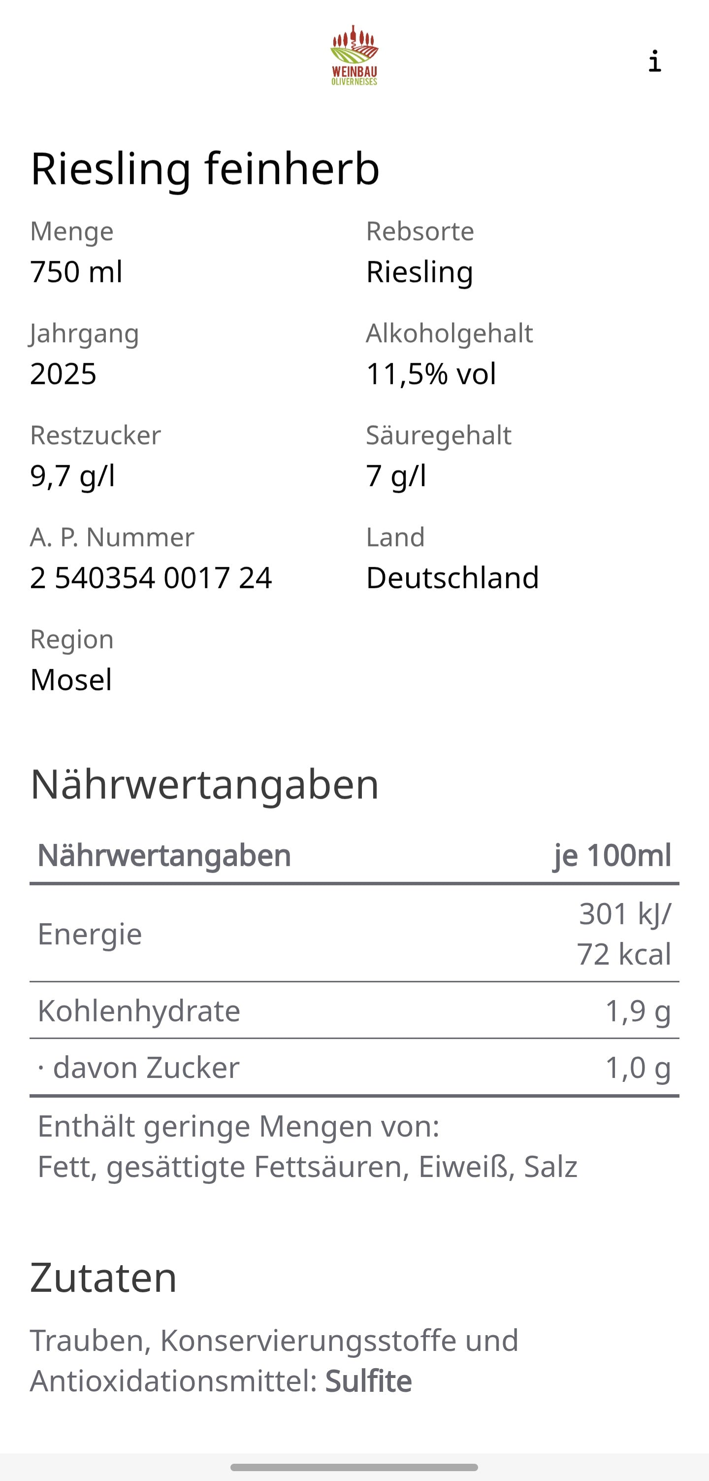 Riesling Feinherb